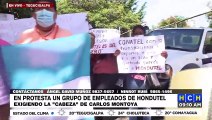 ¡Por enésima vez! Empleados de Hondutel protestan exigiendo salarios atrasados
