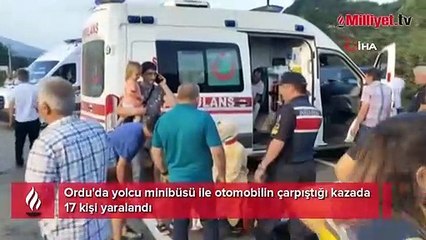 Ordu'da yolcu minibüsü ile otomobil çarpıştı! Çok sayıda yaralı var