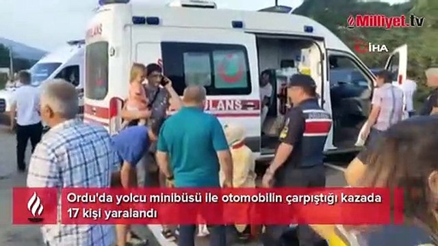 Ordu'da yolcu minibüsü ile otomobil çarpıştı! Çok sayıda yaralı var