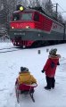 Awesome train honks to the tune of 'Baby Shark