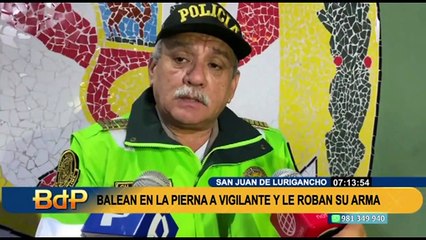 SJL: Le disparan en la pierna a agente de seguridad para robarle su arma
