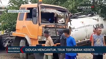 Diduga Sopir Mengantuk, Truk Tertabrak Kereta