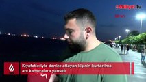 Bakırköy sahilde kıyafetleriyle denize atladı! Kurtarılma anları kamerada