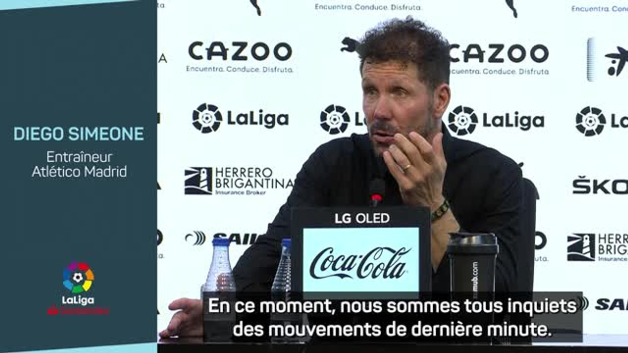Atl. Madrid - Simeone “inquiet” des possibles transferts de dernière minute
