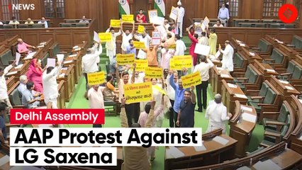 AAP MLAs Stage Protest Inside Assembly Against LG Saxena