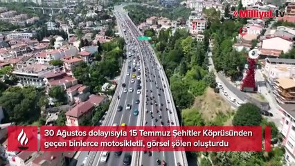 15 Temmuz Şehitler Köprüsü'nde dikkat çeken kare! Görsel şölen oluşturdu