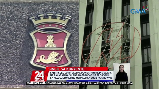 San Miguel Corp. Global Power, hinihiling sa ERC na payagan na silang magdagdag ng P0.30/KWH sa mga customer ng Meralco sa loob ng 6 buwan | 24 Oras