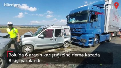 Bolu'da 6 aracın karıştığı zincirleme kazada 8 kişi yaralandı
