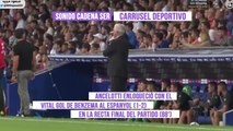 La reacción del RCDE Stadium y Ancelotti al 1-2 de Benzema