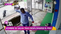 Hombre se salva tras desplomarse el suelo