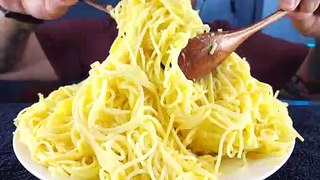 ASMR CHEESE PASTA FULL LARGE PLATE SPAGHETTI NOODLES & CHEESE SAUCE ASMR EATING NO TALKING