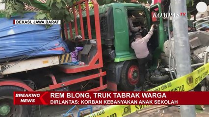 Kondisi Terkini di TKP, Petugas Tengah Berupaya Pindahkan Badan Truk dan Tiang yang Roboh