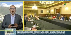 Sectores sociales de Ecuador exigen respuestas gubernamentales sobre mesa de diálogos