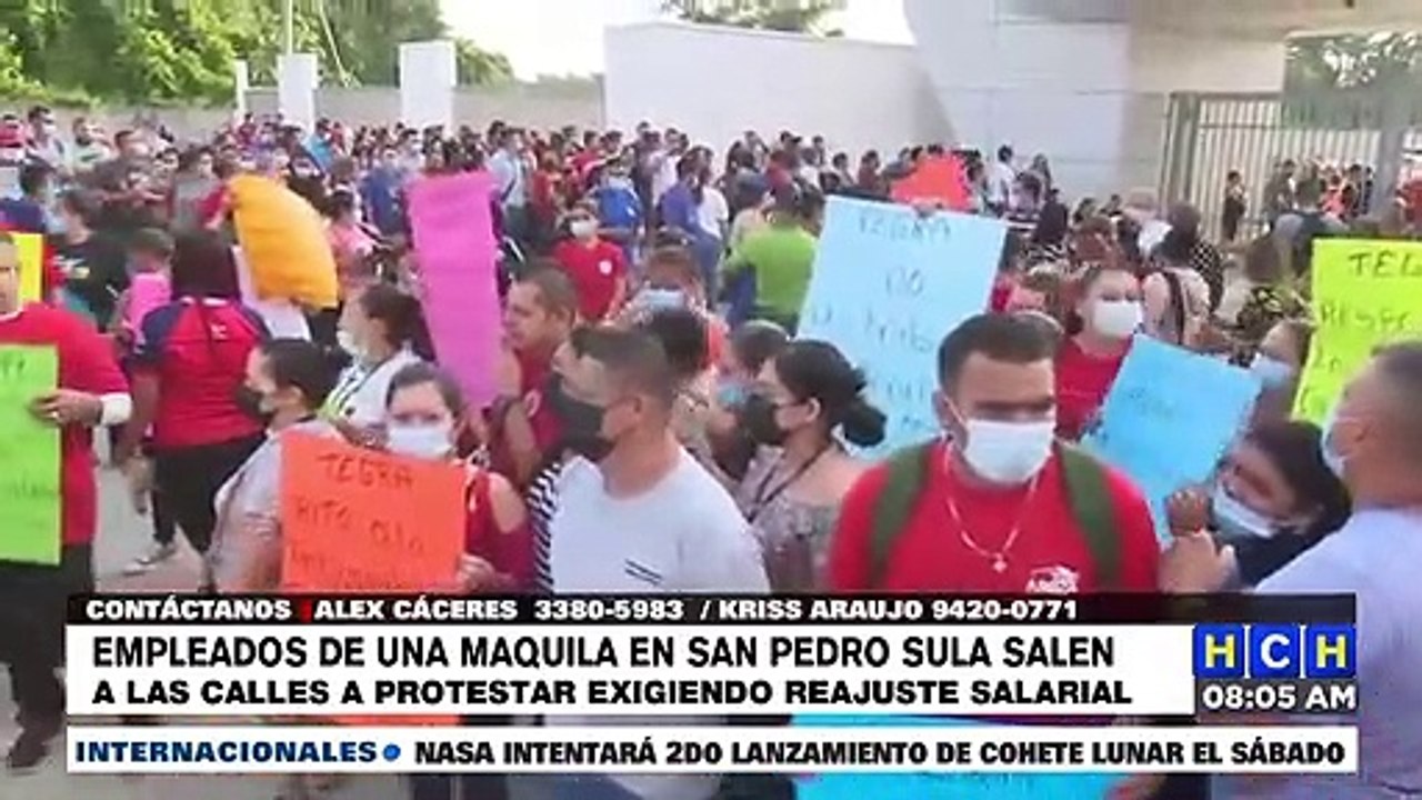 ¡Protesta! Operarios de maquila sampedrana denuncian violaciones al contrato colectivo