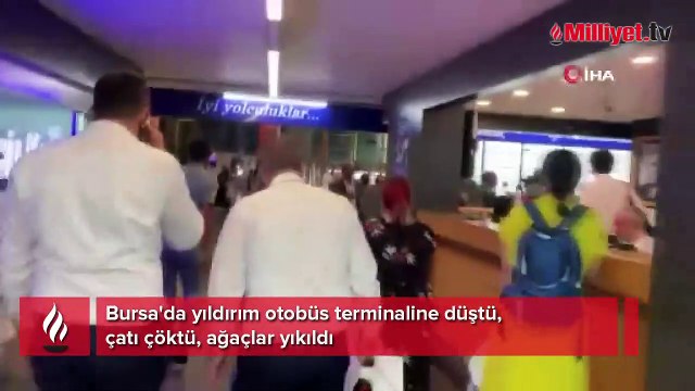 Bursa'da yıldırım otobüs terminaline düştü