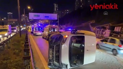 Ataşehir'de devrilen beton mikserinin sürücüsü ağır yaralandı