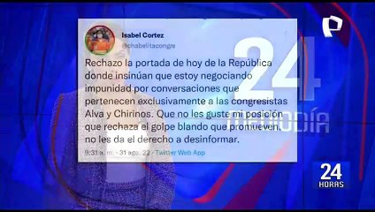 Isabel Cortez rechaza presunto intercambio de favores con Maricarmen Alva