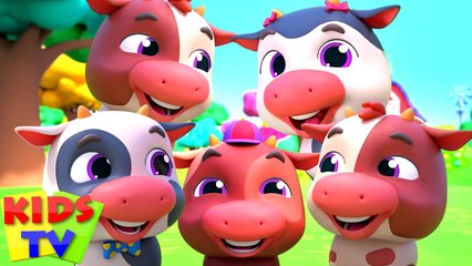 Five Little Cows - Kids Kindergarten Song - Nursery Rhymes