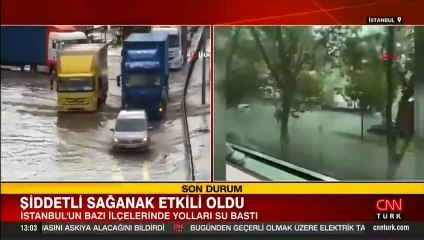 Sağanak aniden bastırdı: Beylikdüzü'nde yolu su bastı
