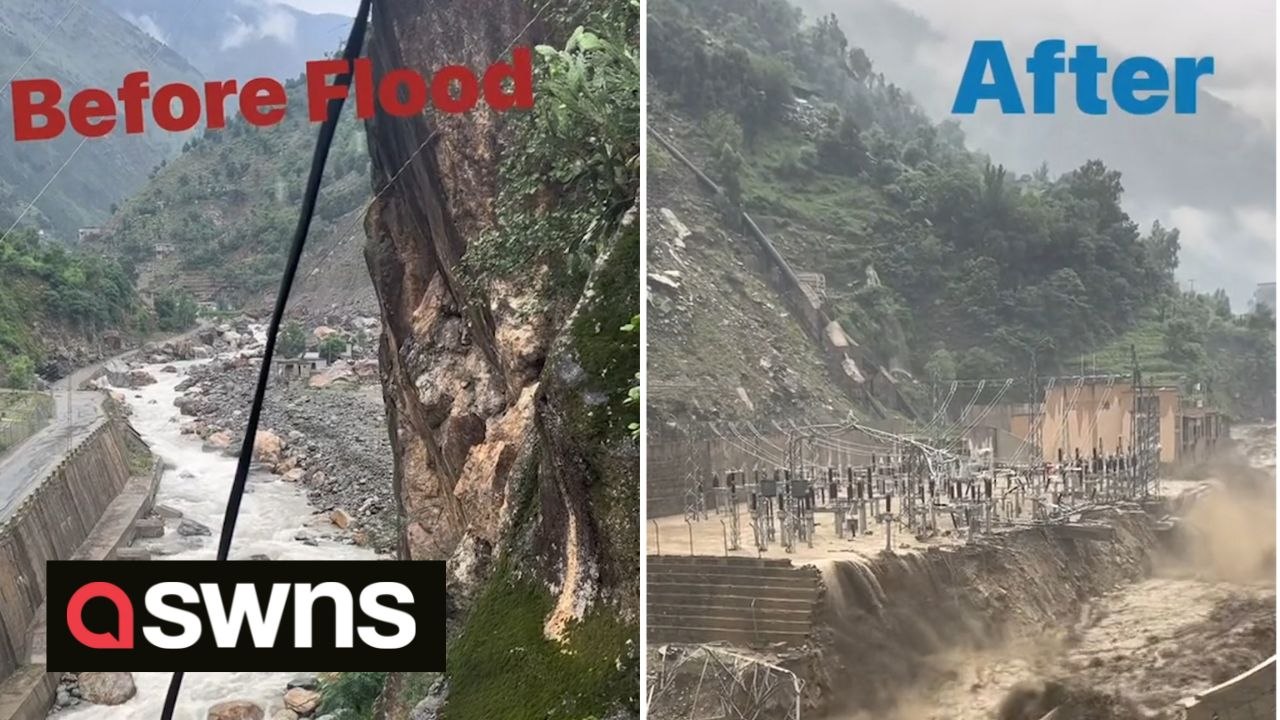 Shocking before and after video shows devastating effects of Pakistan floods as one river bursts its banks