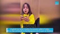Cinthia Fernández subió el video de su hija comiendo la hamburguesa con la que se intoxicó