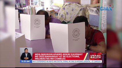 Mga mahahalagang araw kaugnay ng 2022 barangay at SK elections, inilabas na ng Comelec | UB