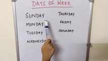 Days of the week Sunday Monday