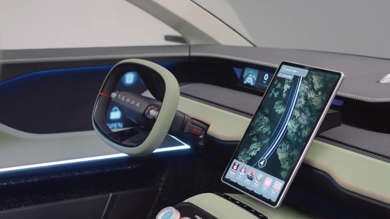 ŠKODA gibt weiteren Ausblick auf das Interieur der VISION 7S