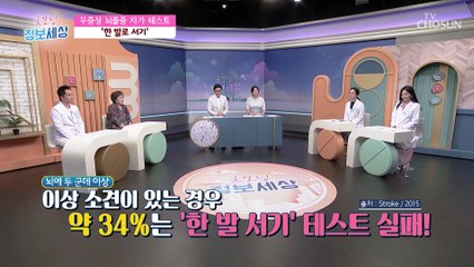 ‘한 발로 서기’ 무증상 뇌졸중을 확인하는 자가 테스트 TV CHOSUN 220902 방송