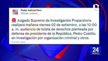 Pedro Castillo: PJ realizará audiencia de tutela de derechos este viernes
