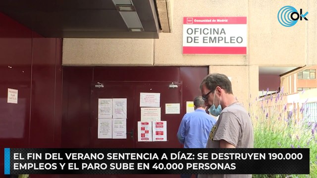 El fin del verano sentencia a Díaz: se destruyen 190.000 empleos y el paro sube en 40.000 personas