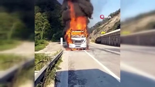 Bursa’da seyir halindeki tır alev alev yandı