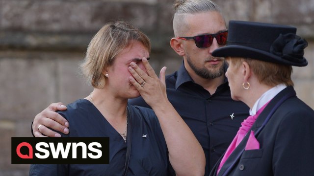 Mourners gather for the funeral of stabbed nine-year-old schoolgirl Lilia Valutyte in her home town