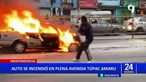Independencia: Auto a gas se prende en llamas y chofer escapa con quemaduras leves