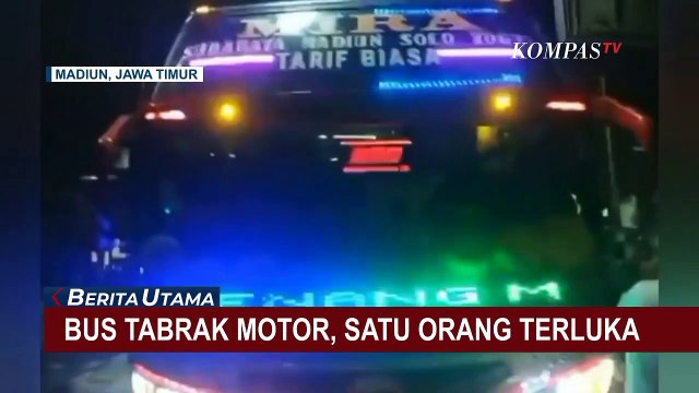 Bus Tabrak Sepeda Motor di Madiun Jawa Timur, 1 Orang Terluka