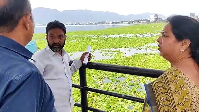 अजमेर महापौर ने किया आनासागर में जलकुम्भी का निरीक्षण