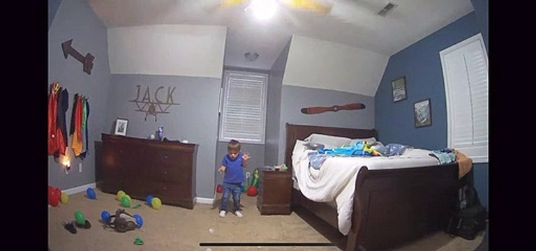 3-Year-Old Hits Balloon into Fan Light Shattering Glass