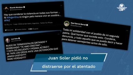 Juan Soler califica como “montaje” ataque a Cristina Kirchner; Gael García Bernal lo lamenta