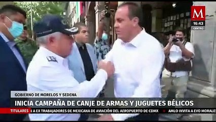 Gobernador de Morelos y Sedena encabezan campaña de canje de armas y juguetes bélicos