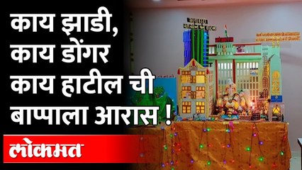 काय झाडी काय डोंगार काय हॉटेल सह रेडिसन ब्ल्यूचा साकारलाय तरुणाने बाप्पाला आकर्षक देखावा केलाय...