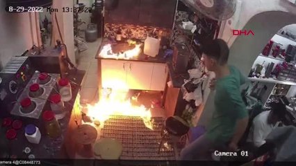 LAVABOYA DÖKÜLEN ASETON PARLADI, ÇALIŞANIN ELİNDEKİ ASETON ŞİŞESİ TUTUŞTU