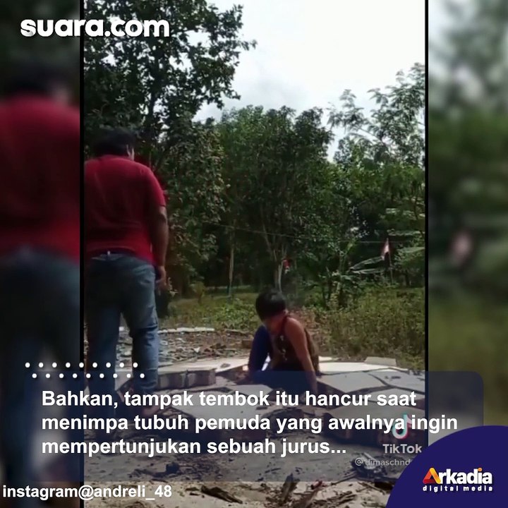 Pemuda Pamer Jurus Robohkan Tembok, Endingnya Membagongkan