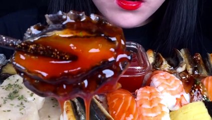 ASMR SEAFOOD SUSHI, ABALONE, SCALLOP_모둠 초밥 먹방, 전복 먹방, 관자, 연어 초밥 먹방, 새우 초밥, 장어 초밥MUKBANG_eating sound