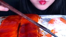 ASMR SALMON, SPICY FIRE CHICKEN SAUCE, SALMON SUSHI, SEAFOOD_불닭소스 연어회 먹방, 연어초밥 먹방, 홀스래디쉬 소스 MUKBANG