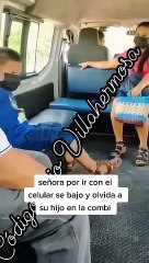 Olvida a su hijo en el bus por andar distraída con el celular y provoca debate en redes