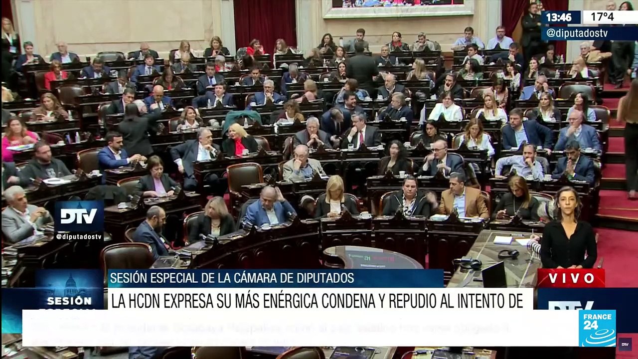 Cámara de Diputados de Argentina "condena" y "repudia" el ataque contra Cristina Fernández