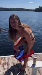 Life Jacket Diaper Trick for Drinks in the Lake