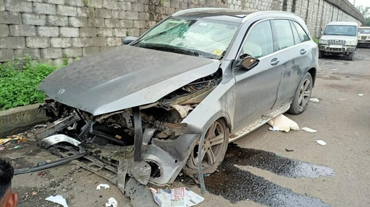 Aftermath of accident where former Tata Group chairman Cyrus Mistry was killed