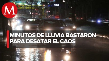 Reportan encharcamientos, cierres viales y autos varados en NL