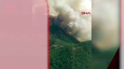 MERSİN'DEKİ ORMAN YANGINI HAVADAN GÖRÜNTÜLENDİ